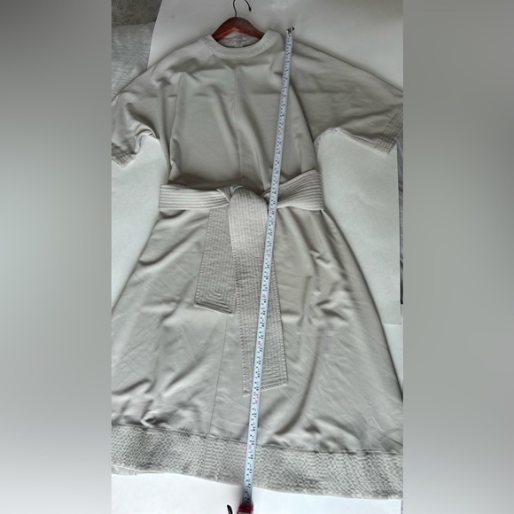 Oak + Fort belt wrap midi beige neutral round neck midi dress - Picture 8 of 12